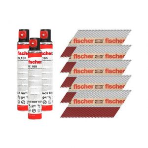 Fischer 2.8 x 51mm Galvanised Ring 1st Fix Nail & Gas Fuel Cell Pack (3,300)