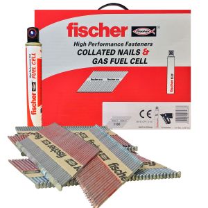 Fischer 3.1 x 90mm Stainless Steel Smooth 1st Fix Nail & Gas Fuel Cell Pack (1,100)