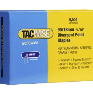 90/18mm Narrow Crown Galvanised Divergent Point Flooring Staples (5,000)