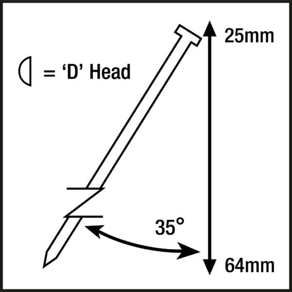 15G x 50mm Angled DA Galvanised Finish Nails (4,000) - Image 2