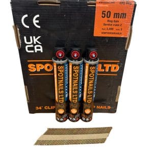 Spotnails 2.8 x 50mm Galvanised Ring 34° Strip Nail & Gas Pack (3,300)