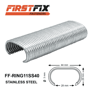 First Fix RING11SS40 Heavy Duty Stainless Steel Gabion Hog Rings C50 (1,600)