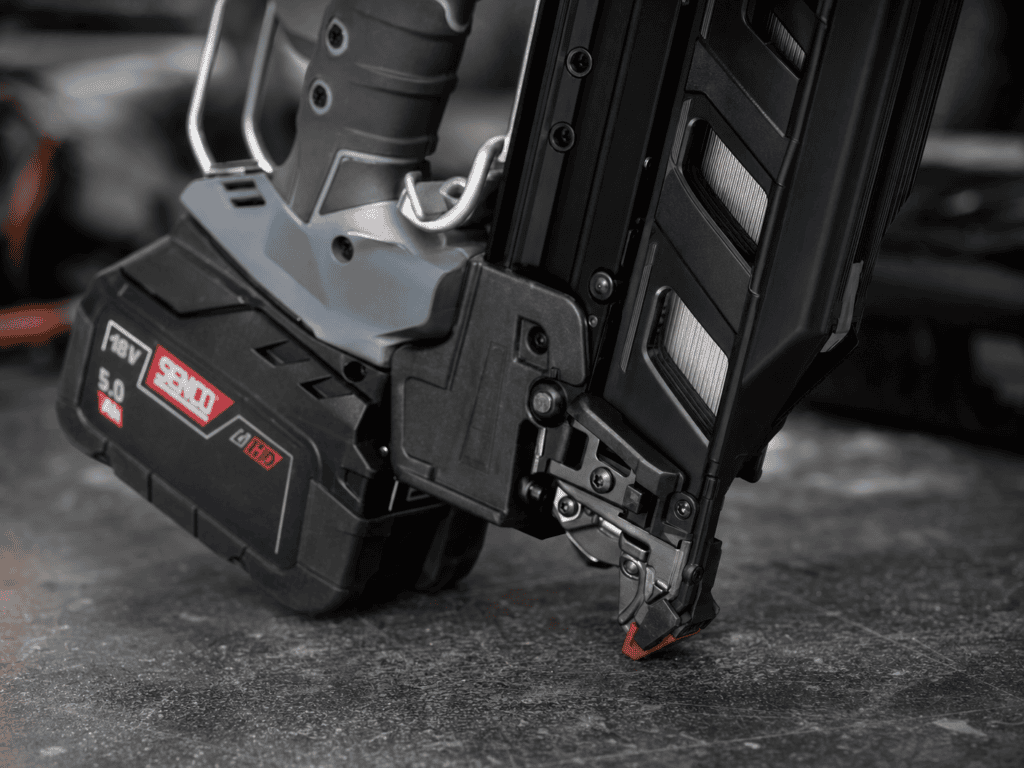 Best Nail Gun Guide: What is a Nail Gun, Uses, Buying Tips & Best Nailers in the UK 3 Close-up of a cordless nailer