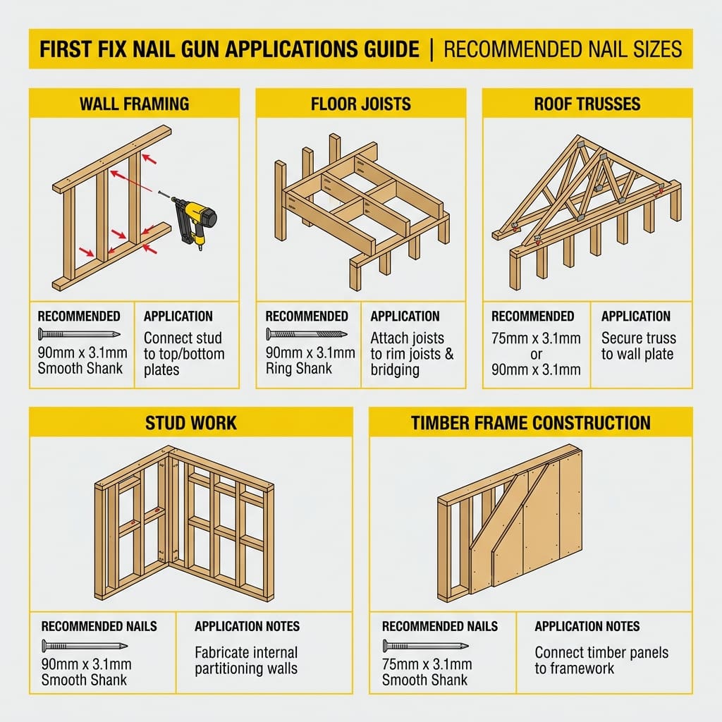 What Is a First Fix Nail Gun? First Fix Nails Explained - 1st Fix vs 2nd Fix Nail Guns Compared 5 First Fix Applications Chart
