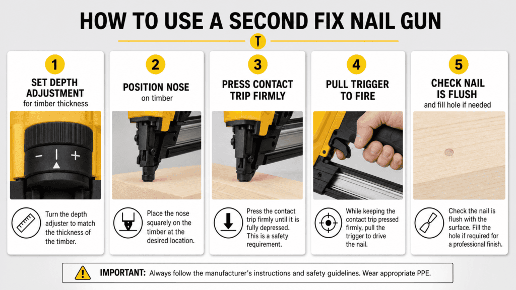 How to use a second fix nail gun