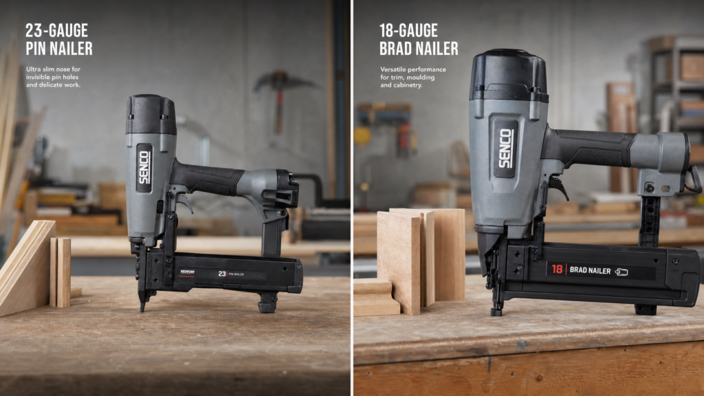 Pin Nailer vs Brad Nailer: Types of Nailers, Sizes & When to Use Each 3 Pin Nailer vs Brad Nailer Comparison