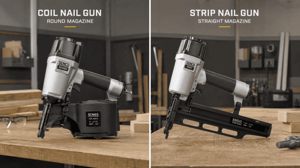 What Is a Coil Nail Gun? Best Coil Nailers & Coil Nailer vs Strip Nailer Explained 4 Coil nailer vs strip nailer comparison