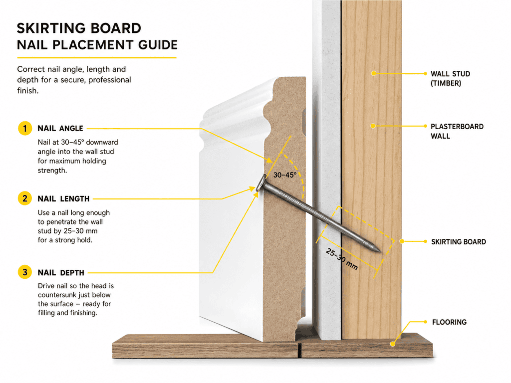 Best Nail Gun for Skirting Boards & Nails for Fixing Skirting Boards 3 Skirting board nail placement