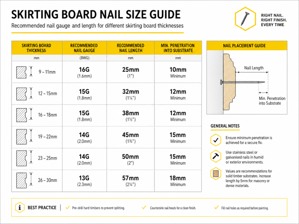 Best Nail Gun for Skirting Boards & Nails for Fixing Skirting Boards 4 Skirting board nail size guide